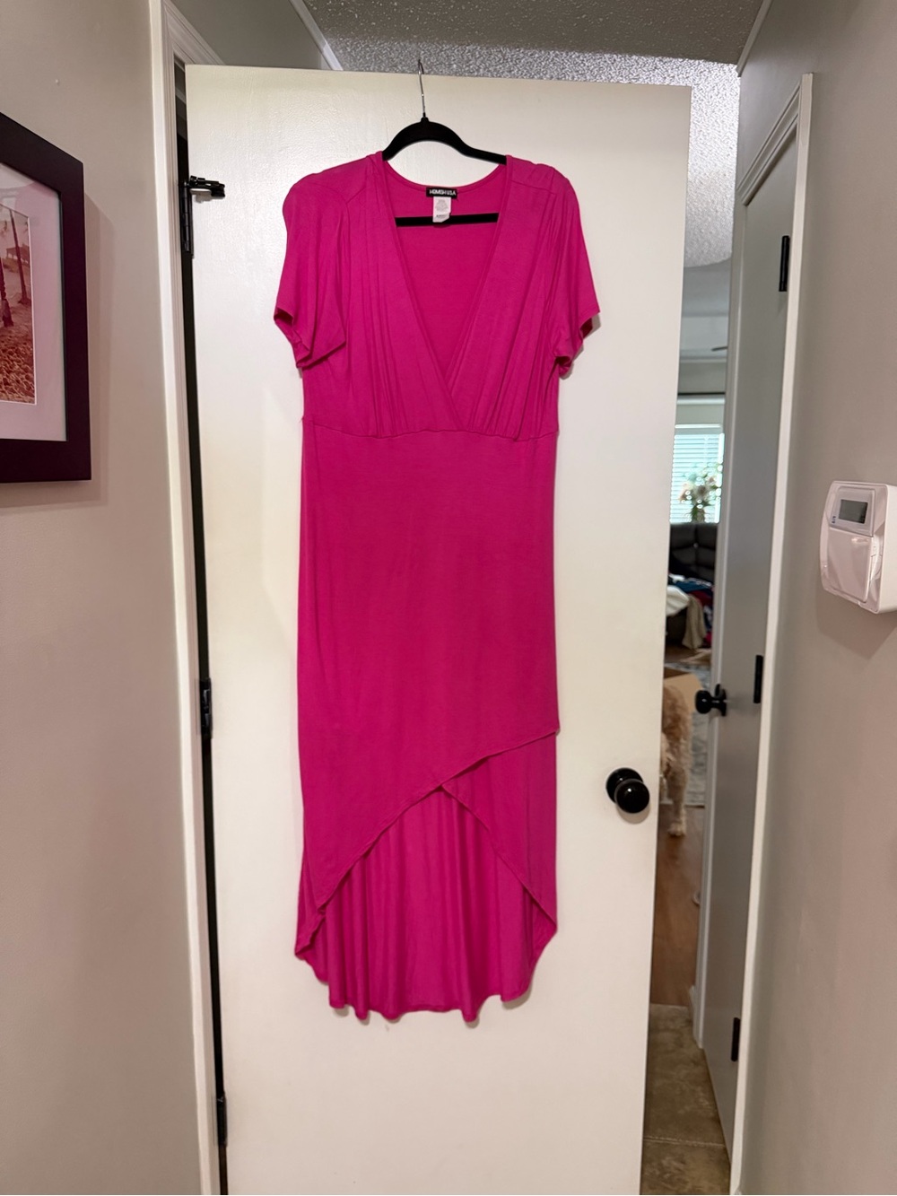 Women’s Fuchsia High-Low V-Neck Dress